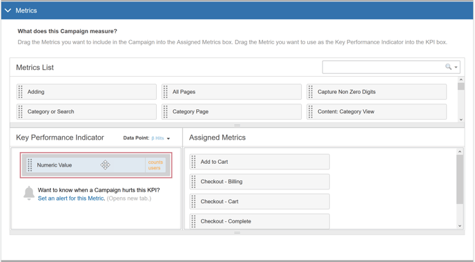 Assigning Metrics to an AB Campaign