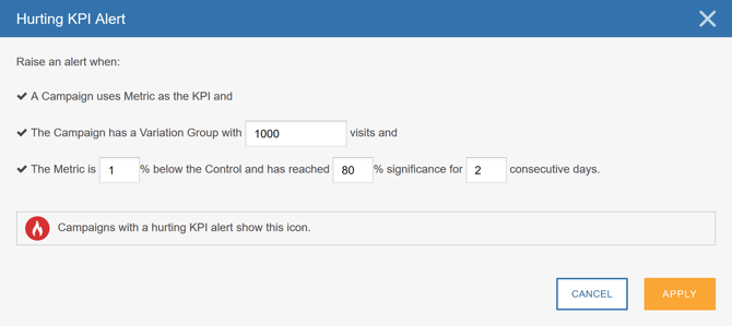 Creating a Metric - Hurting KPI Alert II