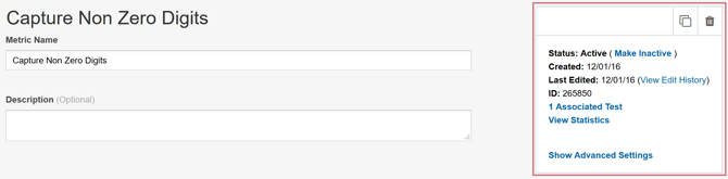 Creating a Metric - Metric Status Box