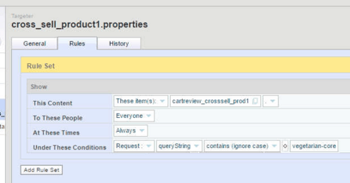 Integrating SiteSpect and Oracle ATG Web Commerce - Cross Sell Product1 Properties