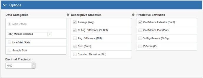 Performance Matrix Report Options - Home Page Redesign II