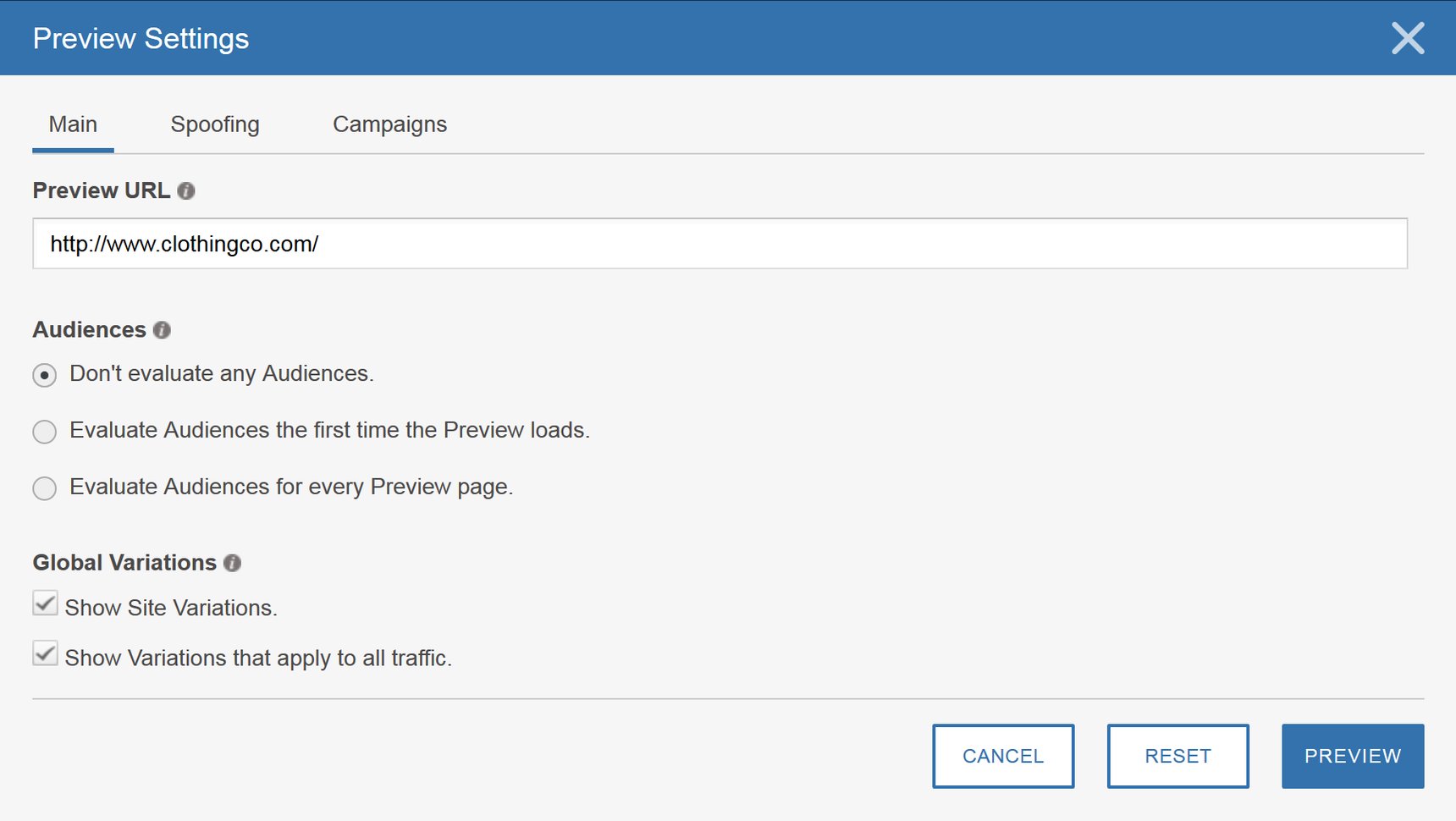 Preview Settings
