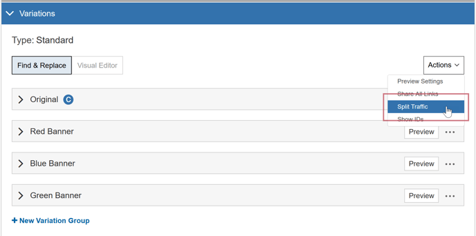 Splitting Traffic Between Variation Groups - Variations