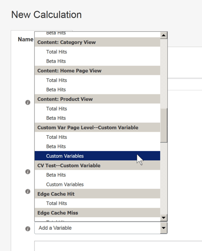 Using Custom Variables for Reporting - New Calculation