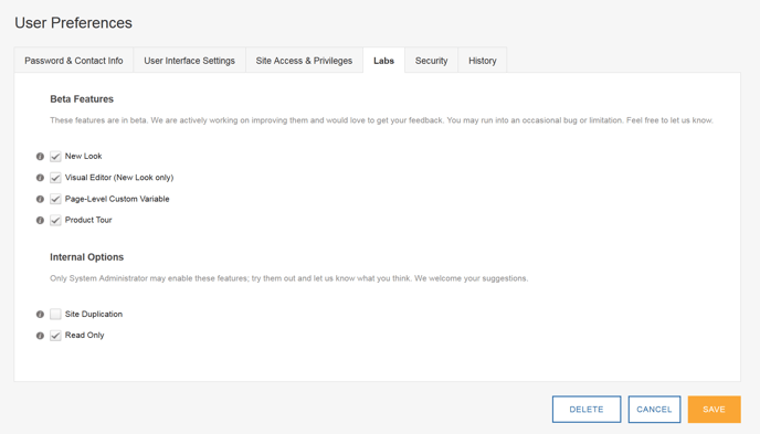 Using SiteSpect Labs - User Preferences