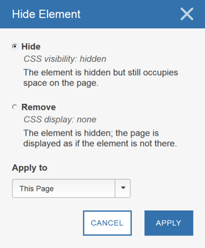 Using the Visual Editor - Hiding Unhiding Page Elements